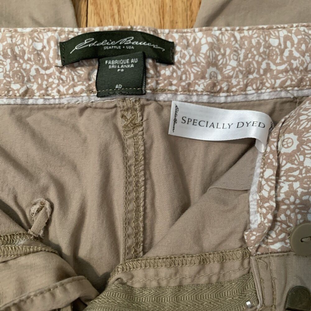 Eddie Bauer Capri Cargo Pants Womens 8P Petite Beige Outdoor Hiking 34x20.5 - Picture 7 of 12